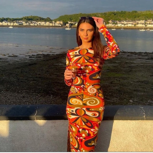 Zara Multi Printed Mini Dress  Long sleeve round neckline - Picture 10 of 12